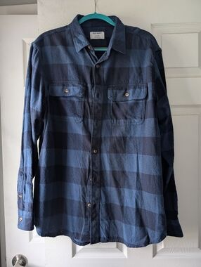 Old Navy Blue Plaid Heavy Flannel Button-Up Shirt (Size XLT) NWOT